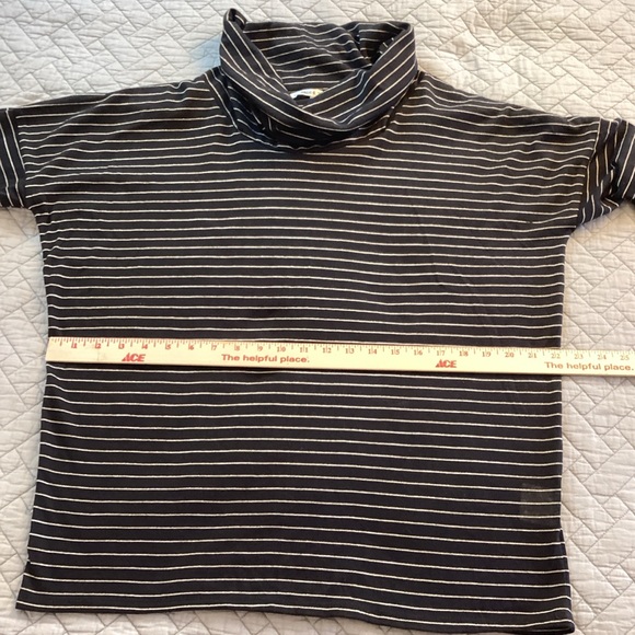 Threads 4 Thought Black and  Strip Metallic Silver Cowl Neck Sweater Sz S - Picture 11 of 12